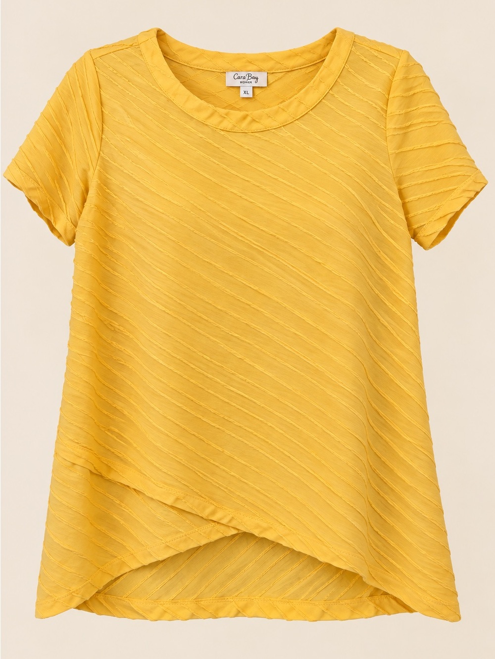 CORAL BAY | Yellow Diagonal Textured Short-Sleeve Top